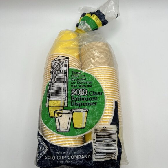 Vintage 80s Solo Bathroom Refill Cups Retro Yellow 3.5 oz & Paper Dixie Cups - Picture 3 of 6